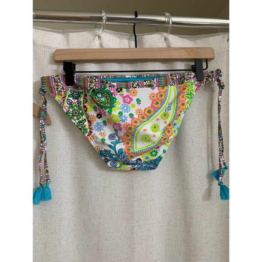 Rod Beattie Bleu Colorful Paisley Halter Bikini Set Tassels Teal Neon Accents 6 - Picture 5 of 10